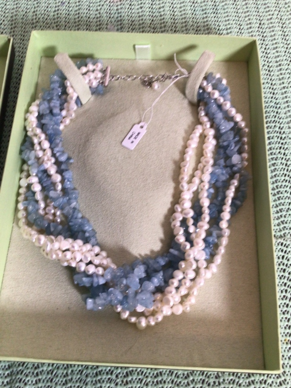 Ross-Simons SS Aquamarine &Freshwater Pearl multi strands  Necklace  NIB